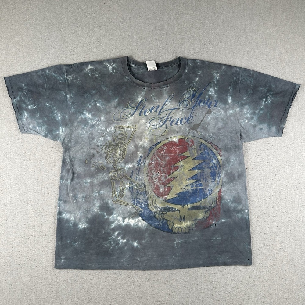 Vintage Y2K Grateful Dead Shirt Men's 2XL Tie Dye Liquid Blue Steal Your Face